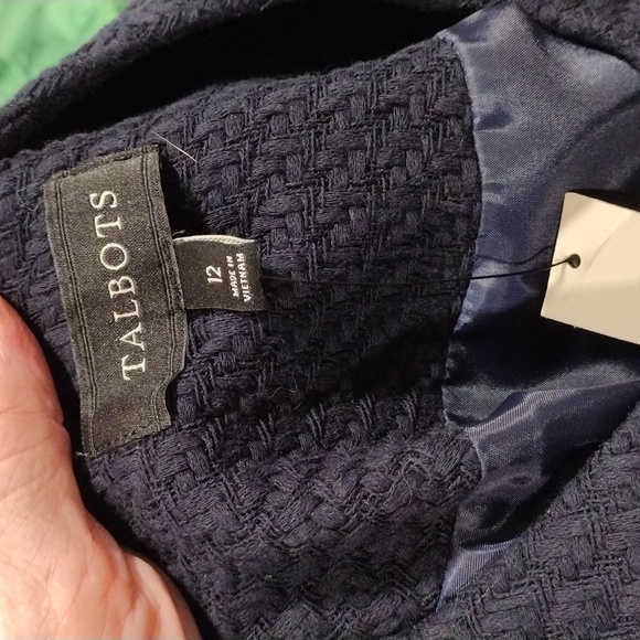 Talbots navy blue cotton basket weave coat. NWT. Size 12 - Picture 10 of 12